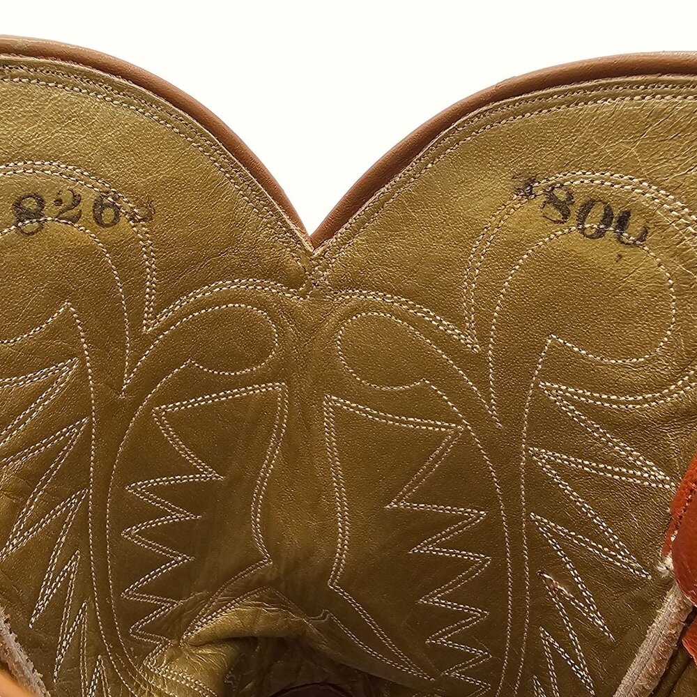 Kangaroo Exotic Bona Allen Cowboy Boots Mens 8D Rust Orange Leather Western 8268 - Picture 8 of 16